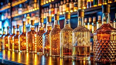 Quality liquor store product selection featuring premium spirits arranged on elegant wooden shelving for optimal customer browsing.