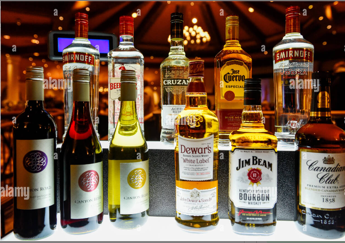 Liquor store Lagos premium bottles display showcasing variety